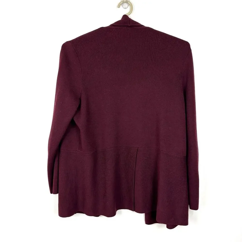 Talbots Wine Red Open Cardigan Sweater 1X cotton blend